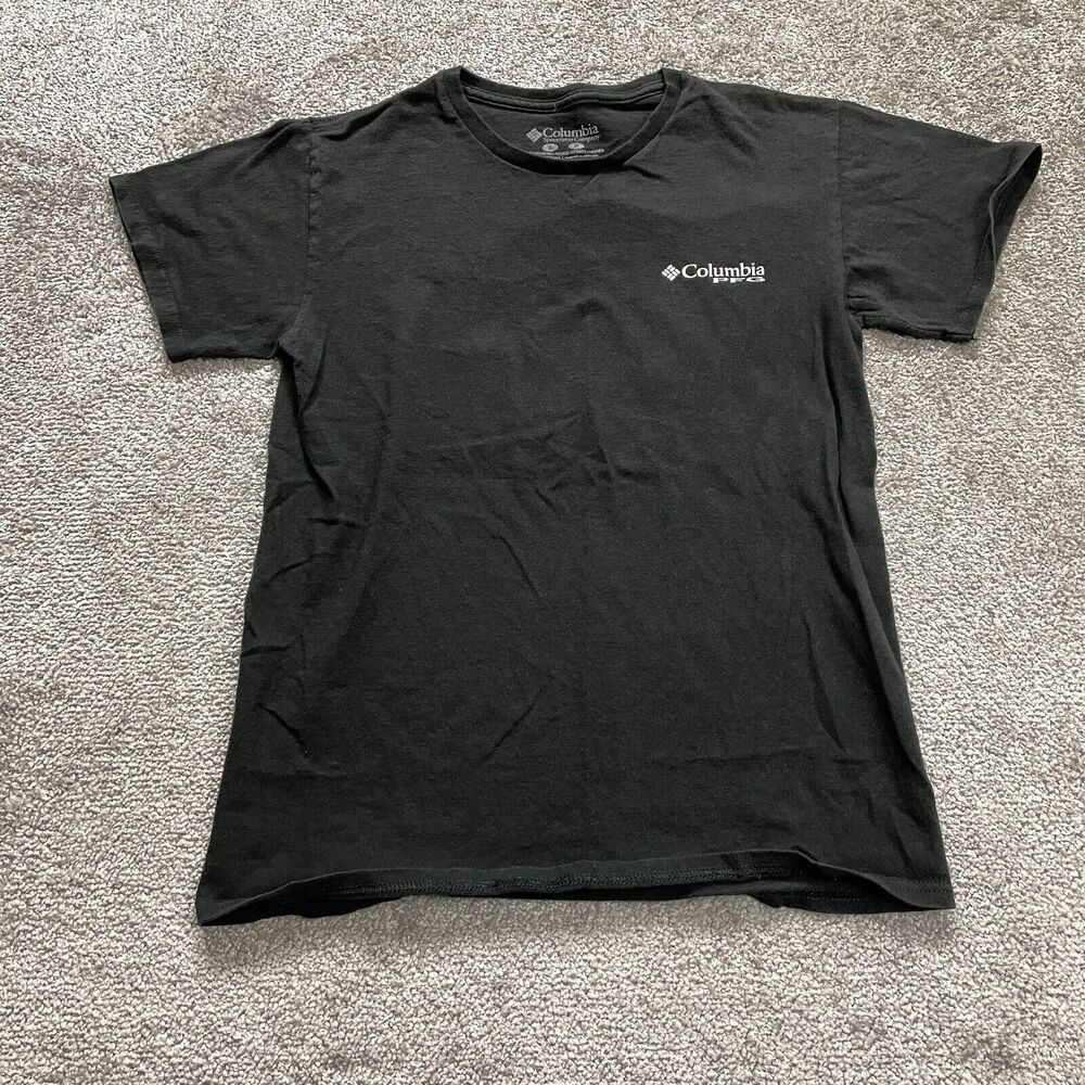Columbia PFG T-Shirt Women Small Black Crew Neck Short Sleeve Graphic Casual Tee